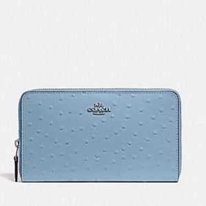 Coach Ostrich Blue Continental Wallet Cornflower